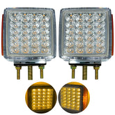 2pc Amber/Red 51 LED Clear Lens Double Face Stud Mount Pedestal Fender Stop Turn Tail Light Heavy Truck Trailer Peterbilt Freightliner Kenworth Mack Western Star Left & Right Side